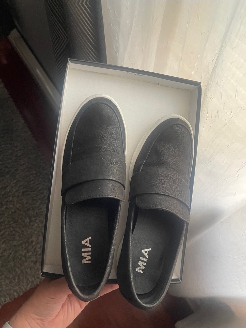 MIA Black Slip-On Loafers with White Sole